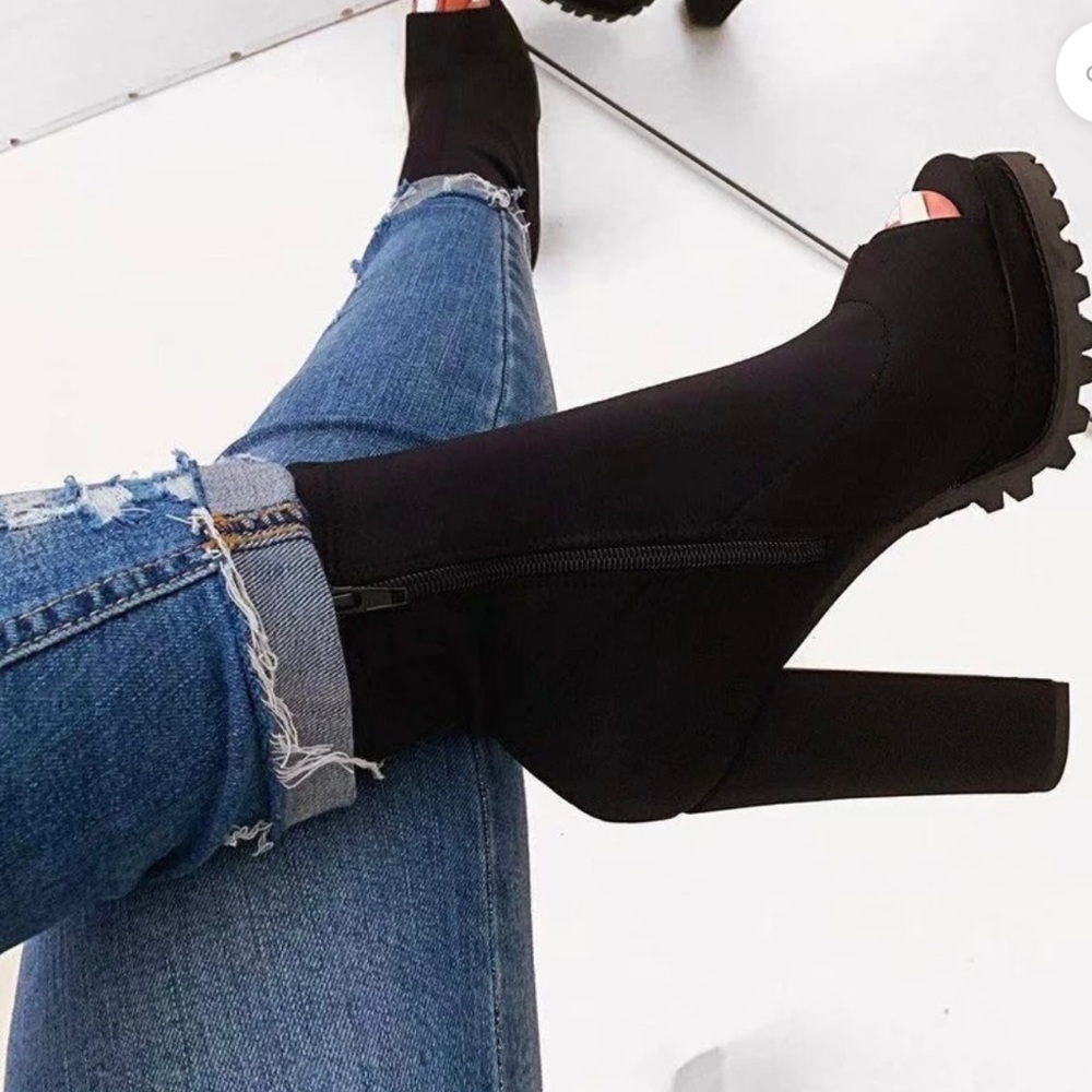 Black suede booties
